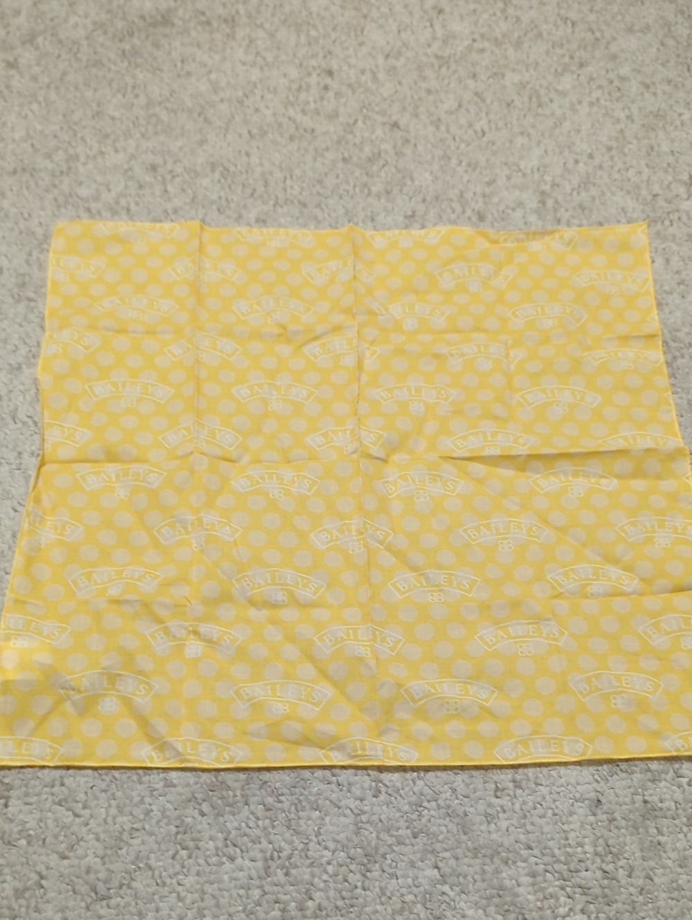 Yellow Polka Dot Scarf with White Logo Motif
